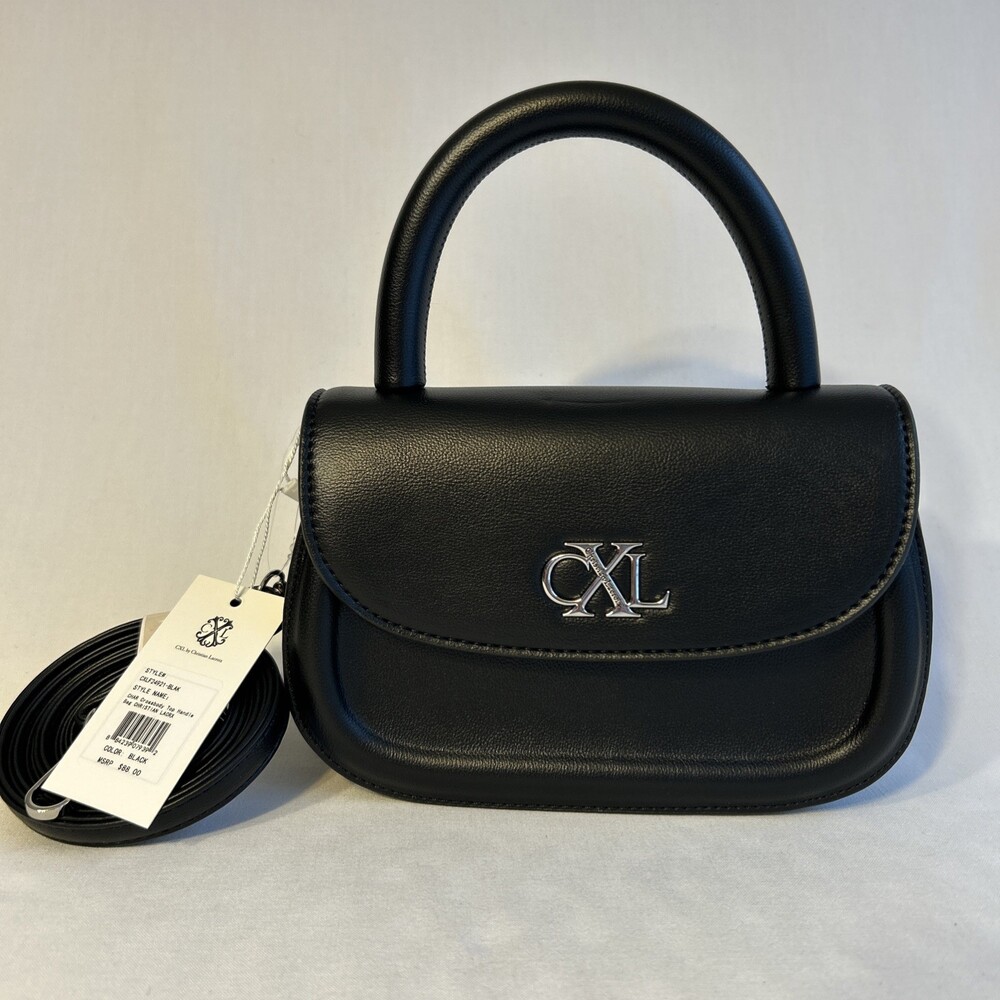 CXL Christian Lacroix Crossbody Top Handle Bag Womens Black Faux Leather Purse